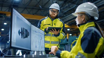 Worker with 3D instructions